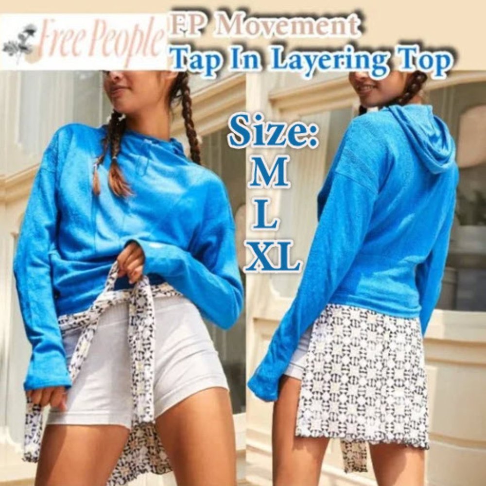 NWT Free People FP Movement Tap In Cable Layering Top - Color: Cloud Burst